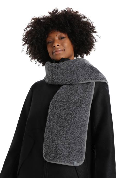 Icebreaker uniseks realfleece merino hoogpolige sjaalgritsteen heide XXNJ338 accessoires