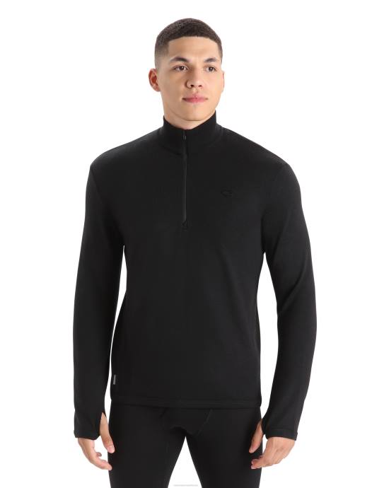 Icebreaker Heren Merino Original top met lange mouwen en halve ritszwart XXNJ224 kleding