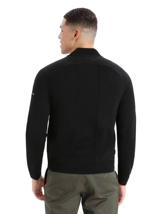 Icebreaker Heren city ​​label zoneknit merino geïsoleerde gebreide bomberzwart XXNJ220 kleding