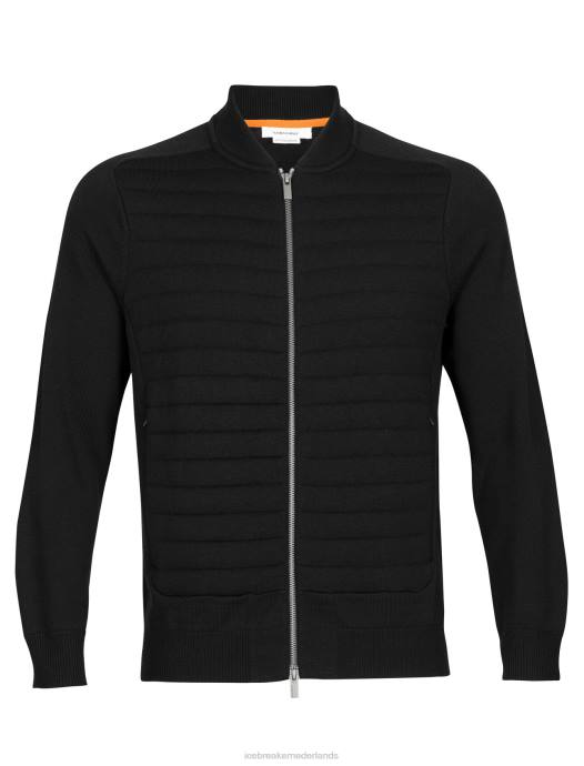 Icebreaker Heren city ​​label zoneknit merino geïsoleerde gebreide bomberzwart XXNJ220 kleding