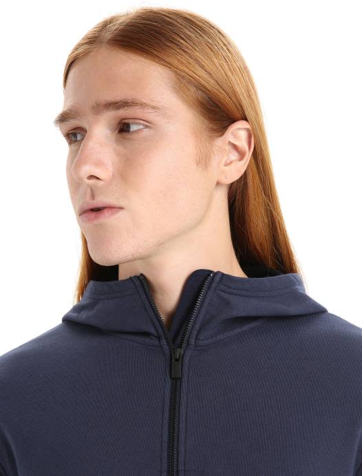 Icebreaker Heren merino centrale klassieke hoodie met lange mouwen en ritsmiddernacht marine XXNJ209 kleding