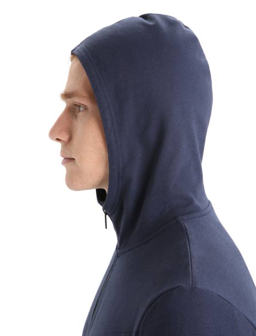 Icebreaker Heren merino centrale klassieke hoodie met lange mouwen en ritsmiddernacht marine XXNJ209 kleding