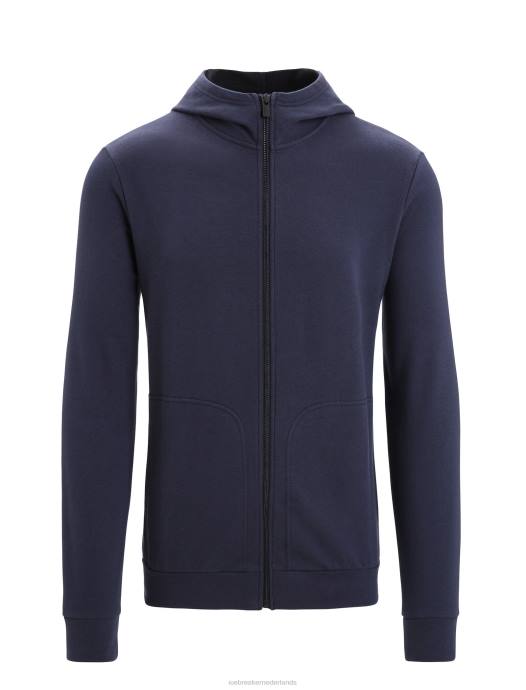 Icebreaker Heren merino centrale klassieke hoodie met lange mouwen en ritsmiddernacht marine XXNJ209 kleding