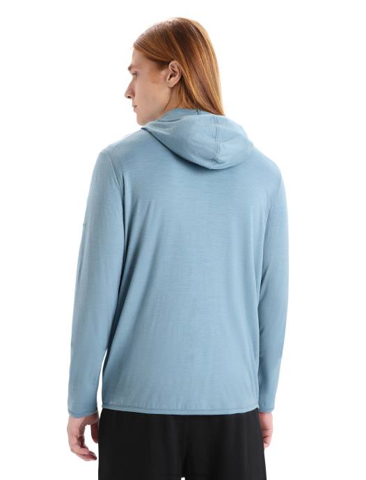 Icebreaker Heren merino graanschuur hoodie met lange mouwen en ritsastraal blauw XXNJ206 kleding