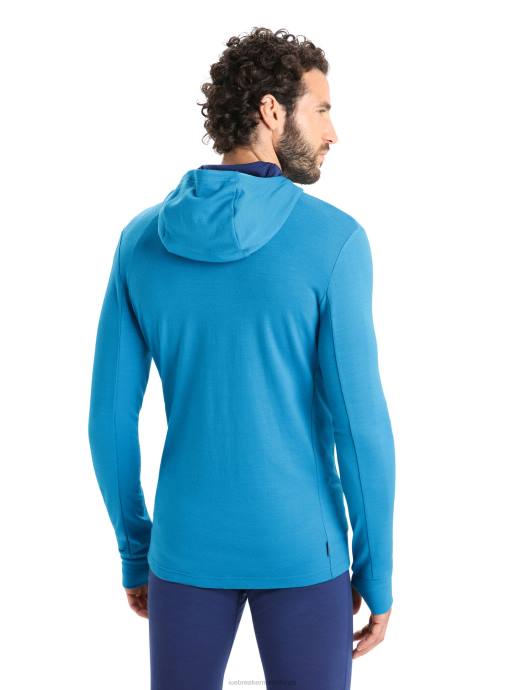 Icebreaker Heren merino quantum iii hoodie met rits en lange mouwengeoblauw/koninklijke marine XXNJ204 kleding