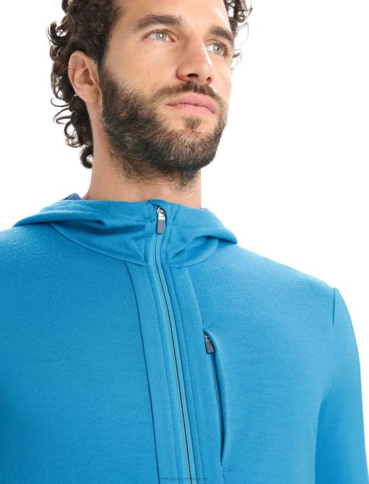 Icebreaker Heren merino quantum iii hoodie met rits en lange mouwengeoblauw/koninklijke marine XXNJ204 kleding