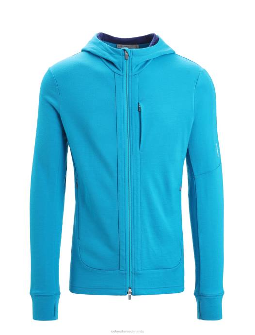 Icebreaker Heren merino quantum iii hoodie met rits en lange mouwengeoblauw/koninklijke marine XXNJ204 kleding