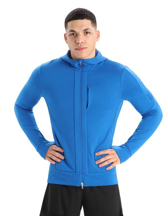 Icebreaker Heren merino quantum iii hoodie met rits en lange mouwenlazuriet/koninklijke marine XXNJ203 kleding