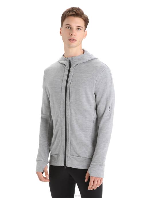 Icebreaker Heren merino quantum iii hoodie met rits en lange mouwenmetro heide/zwart XXNJ205 kleding