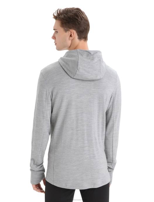 Icebreaker Heren merino quantum iii hoodie met rits en lange mouwenmetro heide/zwart XXNJ205 kleding