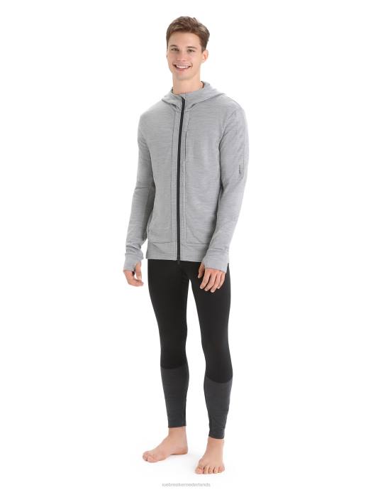 Icebreaker Heren merino quantum iii hoodie met rits en lange mouwenmetro heide/zwart XXNJ205 kleding