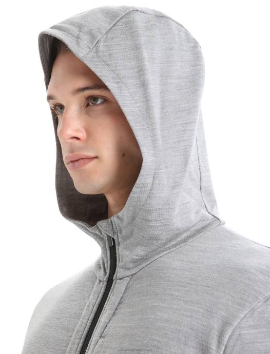 Icebreaker Heren merino quantum iii hoodie met rits en lange mouwenmetro heide/zwart XXNJ205 kleding