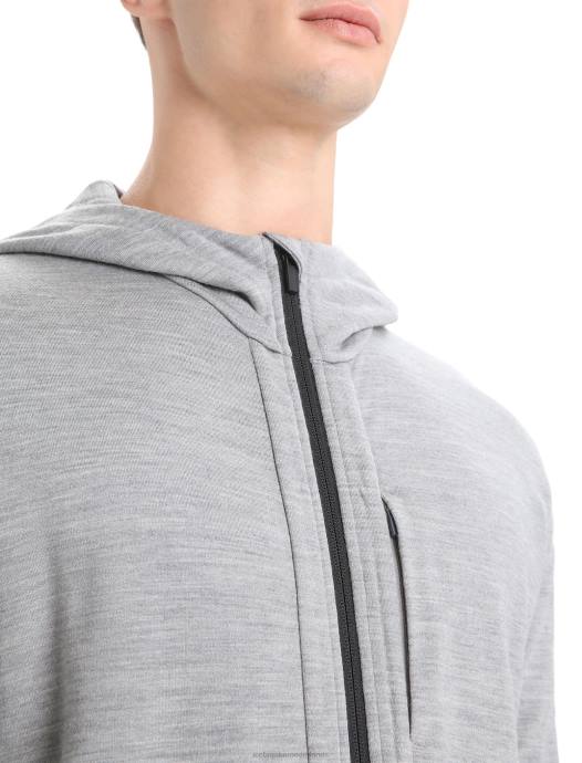 Icebreaker Heren merino quantum iii hoodie met rits en lange mouwenmetro heide/zwart XXNJ205 kleding