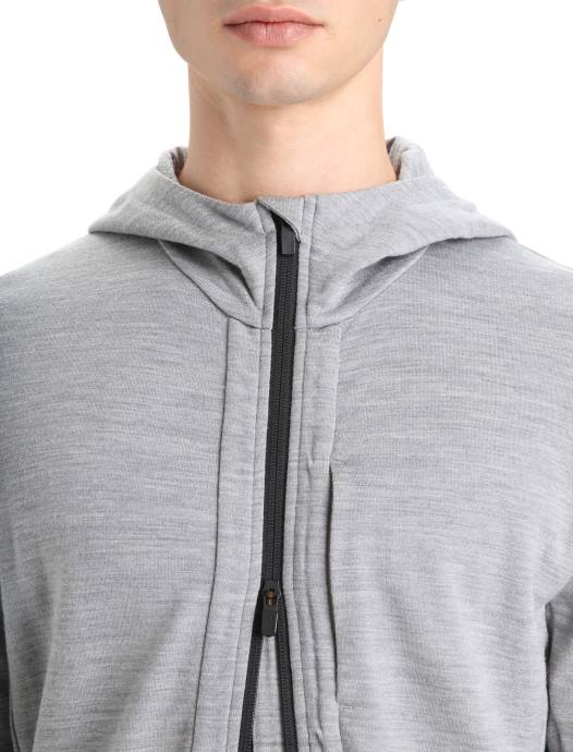 Icebreaker Heren merino quantum iii hoodie met rits en lange mouwenmetro heide/zwart XXNJ205 kleding