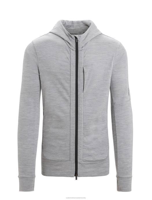 Icebreaker Heren merino quantum iii hoodie met rits en lange mouwenmetro heide/zwart XXNJ205 kleding