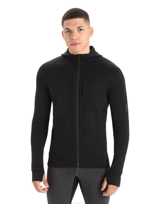 Icebreaker Heren merino quantum iii hoodie met rits en lange mouwenzwart XXNJ201 kleding