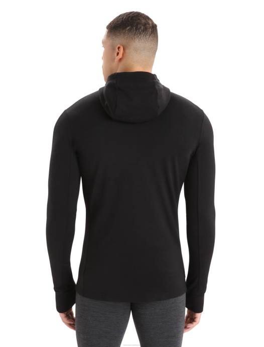 Icebreaker Heren merino quantum iii hoodie met rits en lange mouwenzwart XXNJ201 kleding