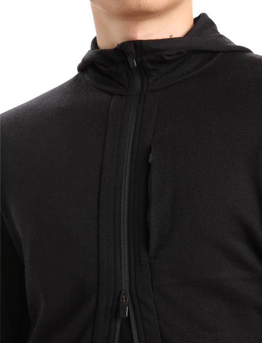 Icebreaker Heren merino quantum iii hoodie met rits en lange mouwenzwart XXNJ201 kleding