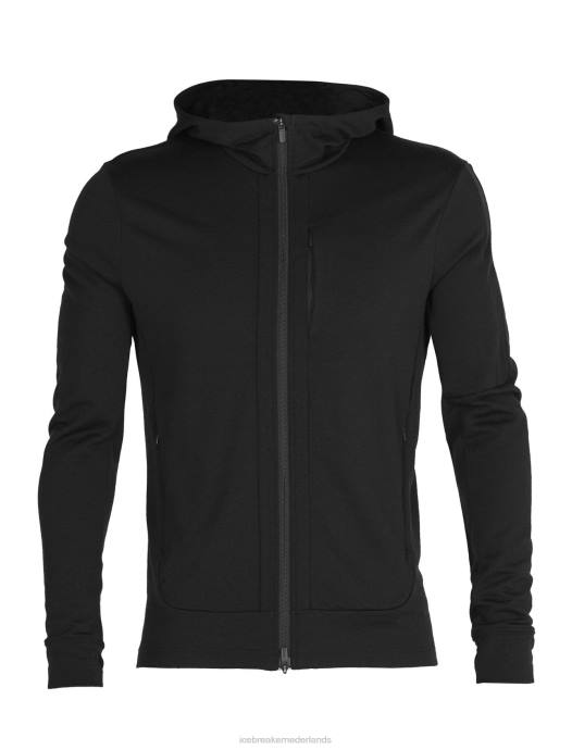 Icebreaker Heren merino quantum iii hoodie met rits en lange mouwenzwart XXNJ201 kleding