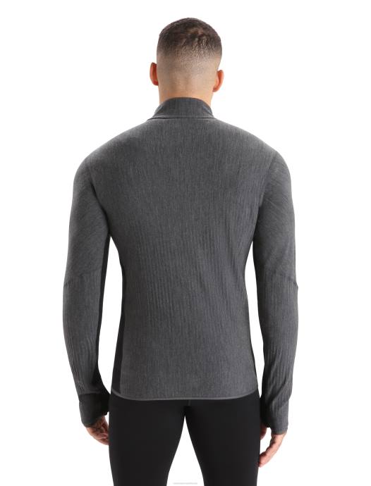 Icebreaker Heren realfleece merino afdaalder jack met lange mouwen en ritsjet heide/zwart XXNJ225 kleding