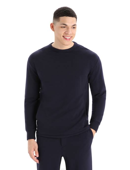 Icebreaker Heren realfleece merino dalston sweatshirt met lange mouwenmiddernacht marine XXNJ398 kleding