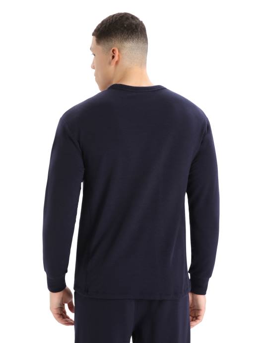 Icebreaker Heren realfleece merino dalston sweatshirt met lange mouwenmiddernacht marine XXNJ398 kleding