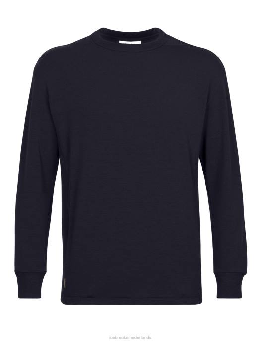 Icebreaker Heren realfleece merino dalston sweatshirt met lange mouwenmiddernacht marine XXNJ398 kleding