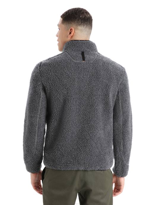 Icebreaker Heren realfleece merino hoogpolig jack met lange mouwen en halve ritsgritstone heide/zwart XXNJ232 kleding