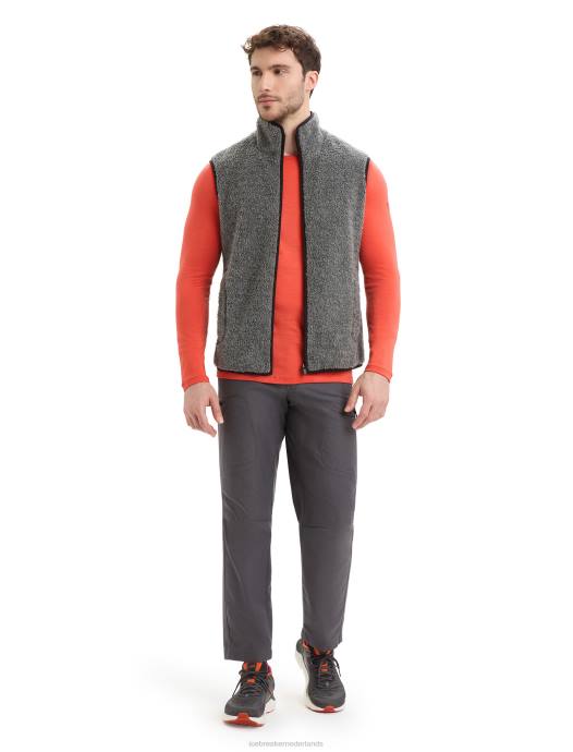 Icebreaker Heren realfleece merino hoogpolig vestgritstone heide/zwart XXNJ235 kleding