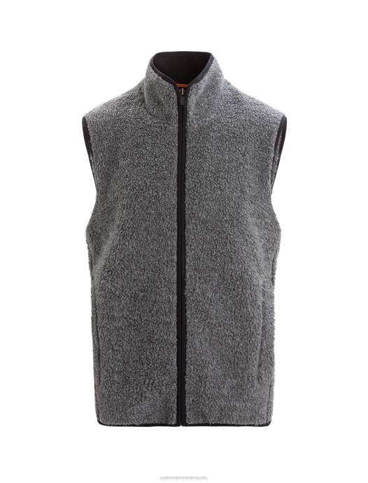 Icebreaker Heren realfleece merino hoogpolig vestgritstone heide/zwart XXNJ235 kleding