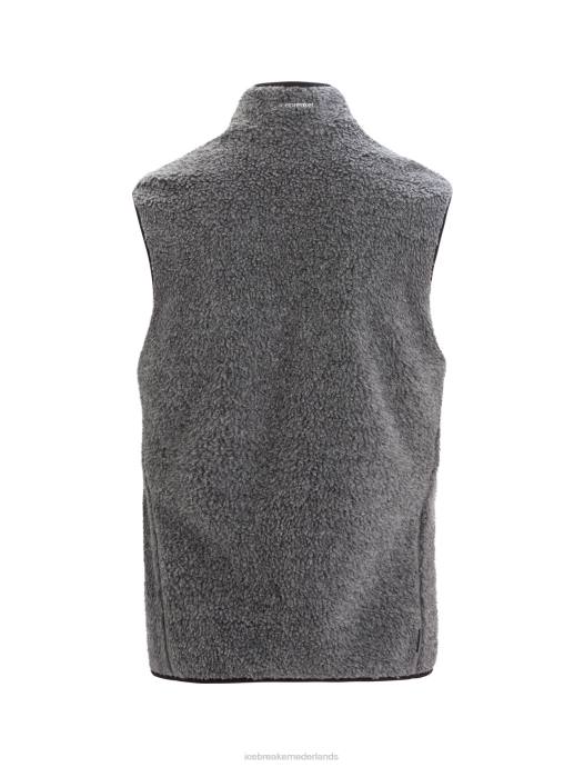 Icebreaker Heren realfleece merino hoogpolig vestgritstone heide/zwart XXNJ235 kleding