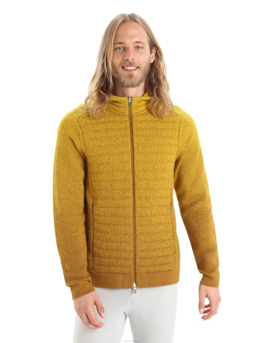 Icebreaker Heren zoneknit merino geïsoleerde hoodie met lange mouwen en rits in de dieptekruidnagel/stil goud XXNJ404 kleding