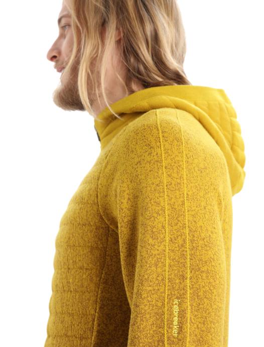 Icebreaker Heren zoneknit merino geïsoleerde hoodie met lange mouwen en rits in de dieptekruidnagel/stil goud XXNJ404 kleding