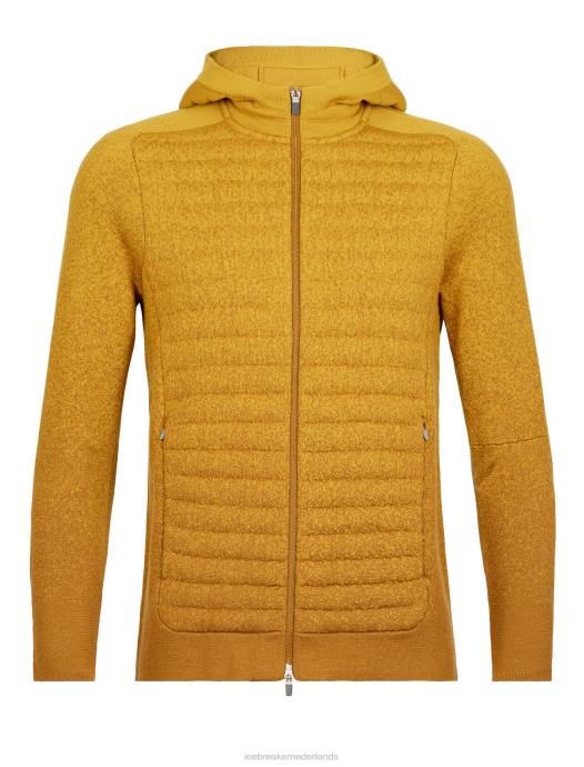 Icebreaker Heren zoneknit merino geïsoleerde hoodie met lange mouwen en rits in de dieptekruidnagel/stil goud XXNJ404 kleding