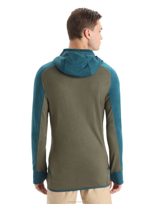 Icebreaker Heren zoneknit merino hoodie met lange mouwen en ritsgroene glorie/loden XXNJ219 kleding