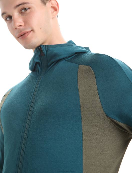 Icebreaker Heren zoneknit merino hoodie met lange mouwen en ritsgroene glorie/loden XXNJ219 kleding