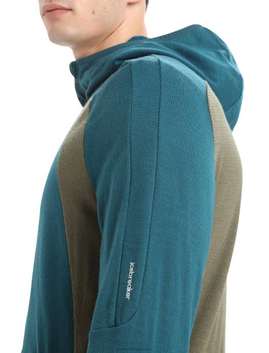 Icebreaker Heren zoneknit merino hoodie met lange mouwen en ritsgroene glorie/loden XXNJ219 kleding