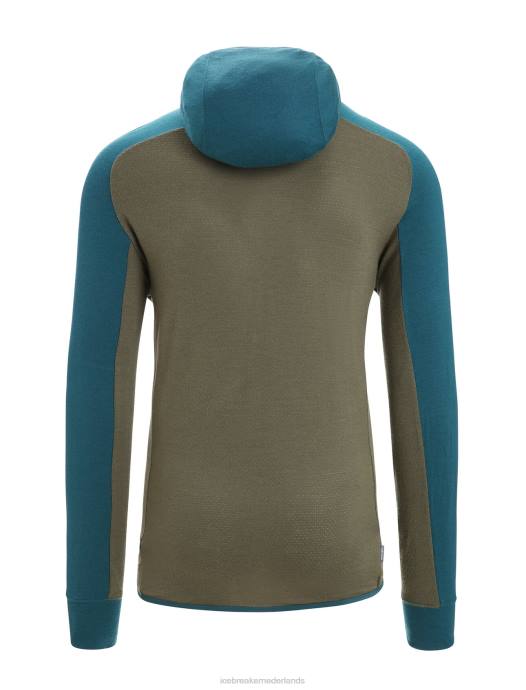 Icebreaker Heren zoneknit merino hoodie met lange mouwen en ritsgroene glorie/loden XXNJ219 kleding