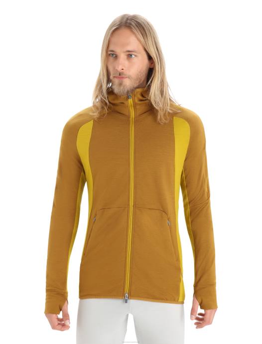 Icebreaker Heren zoneknit merino hoodie met lange mouwen en ritskruidnagel/stil goud XXNJ408 kleding