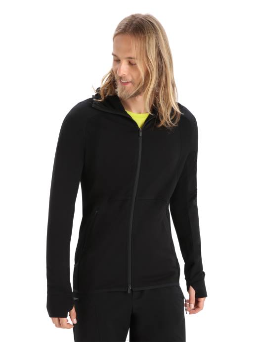 Icebreaker Heren zoneknit merino hoodie met lange mouwen en ritszwart XXNJ218 kleding