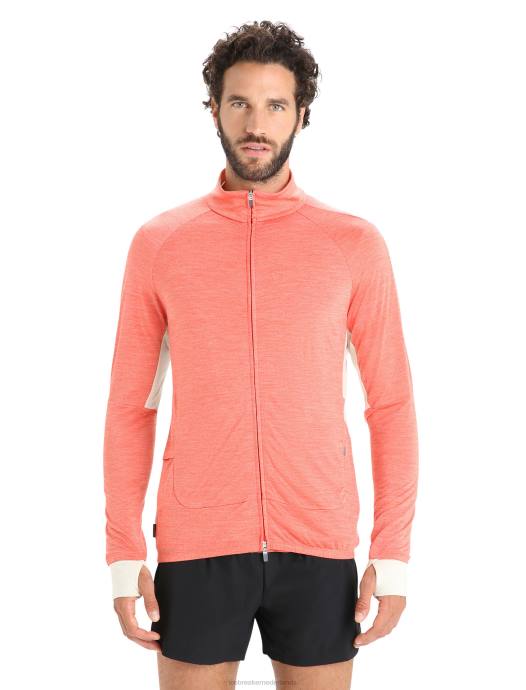 Icebreaker Heren zoneknit merino top met lange mouwen en ritslevendige aardheide/krijt XXNJ230 kleding