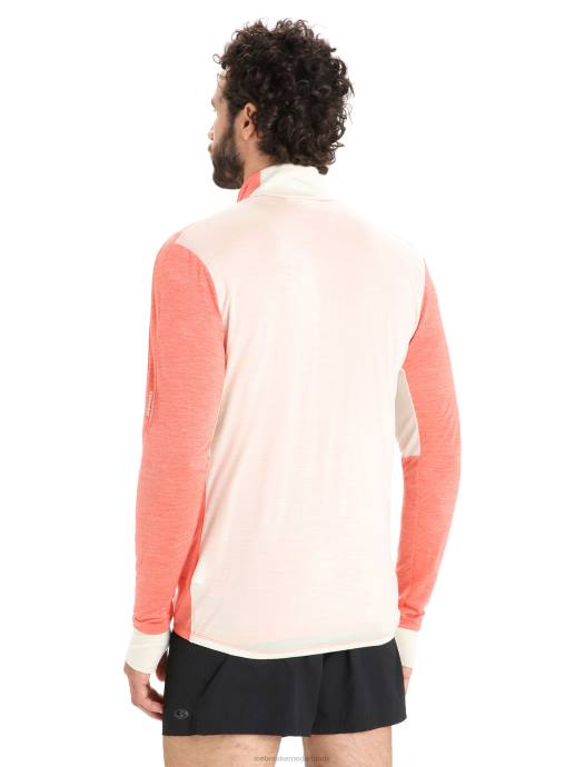 Icebreaker Heren zoneknit merino top met lange mouwen en ritslevendige aardheide/krijt XXNJ230 kleding