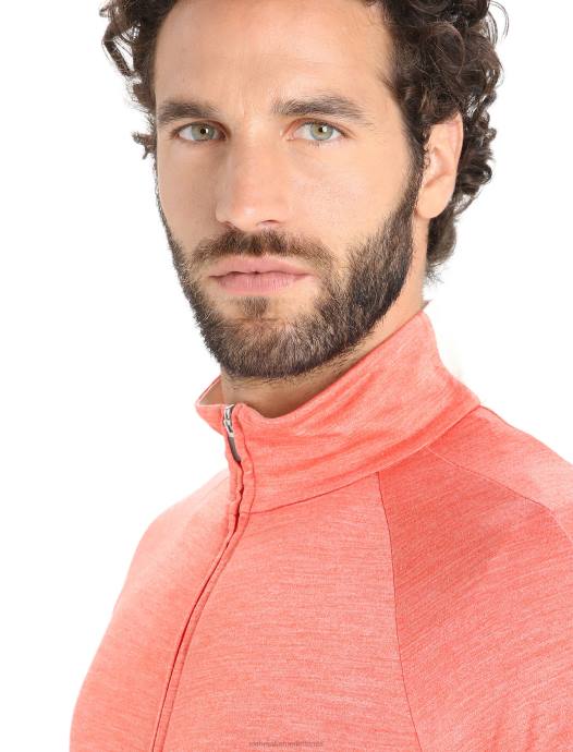 Icebreaker Heren zoneknit merino top met lange mouwen en ritslevendige aardheide/krijt XXNJ230 kleding