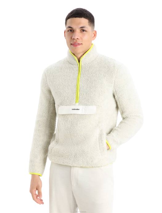 Icebreaker Heren realfleece merino hoogpolig jack met lange mouwen en halve ritsecru heide/glans XXNJ371 kleding