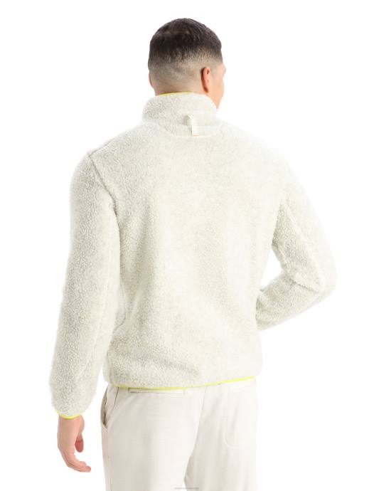 Icebreaker Heren realfleece merino hoogpolig jack met lange mouwen en halve ritsecru heide/glans XXNJ371 kleding