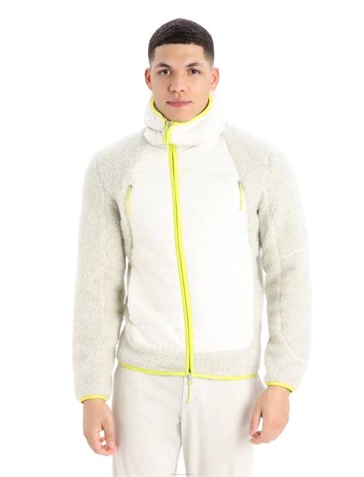 Icebreaker Heren realfleece merino hoogpolige capuchon met lange mouwen en ritsecru heide/sneeuw XXNJ415 kleding