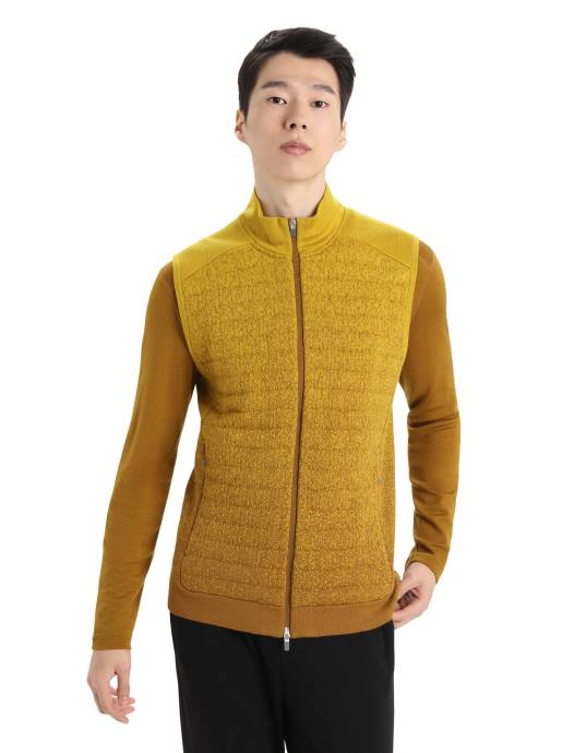 Icebreaker Heren zoneknit merino geïsoleerd vest in de dieptekruidnagel/stil goud XXNJ406 kleding