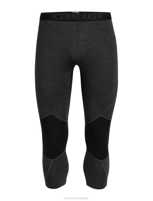 Icebreaker Heren bodyfitzone merino 260 zone 3/4 thermische leggingjet heide/zwart XXNJ443 kleding