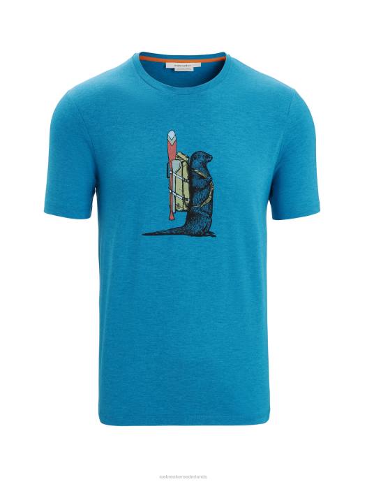 Icebreaker Heren merino centraal klassiek T-shirt met korte mouwen otter paddlegeo-blauw XXNJ61 kleding