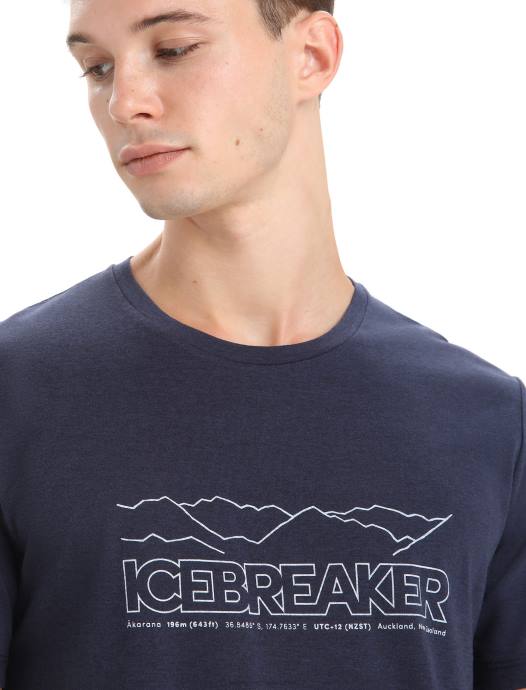 Icebreaker Heren merino centraal klassiek t-shirtverhaal met korte mouwenmiddernacht marine XXNJ52 kleding